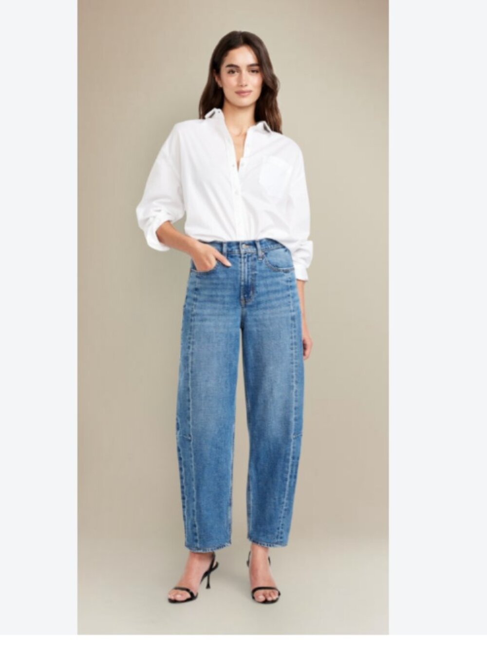 Old navy high rise barrel leg jeans medium wash sz16
